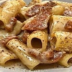 *N.79 Rigatoni With Bacon In Cream Cheese Sauce
